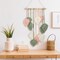 Large Pink Macrame Wall Hanging – Boho Leaf & Feather Woven Tapestry, Bohemian Wall Art for Bedroom, Living Room, or Nursery, 16.5 x 35.4 Inches